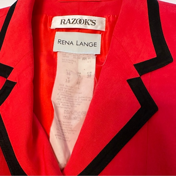 Vintage Rena Lange Silk Linen Jacket Special Buttons Bows 6 - Picture 7 of 8